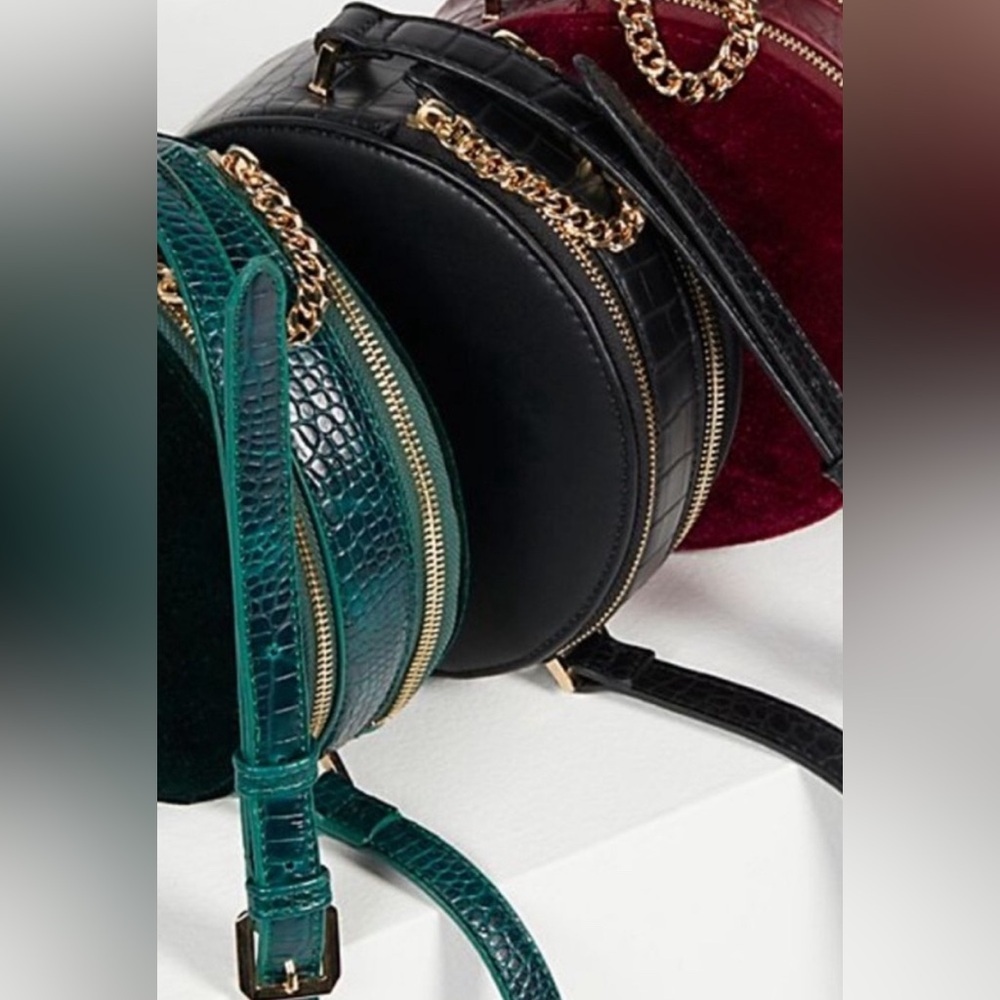 Free People Leather Circle Crossbody Bag Black